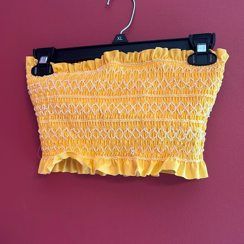 Yellow and White Bikini Top